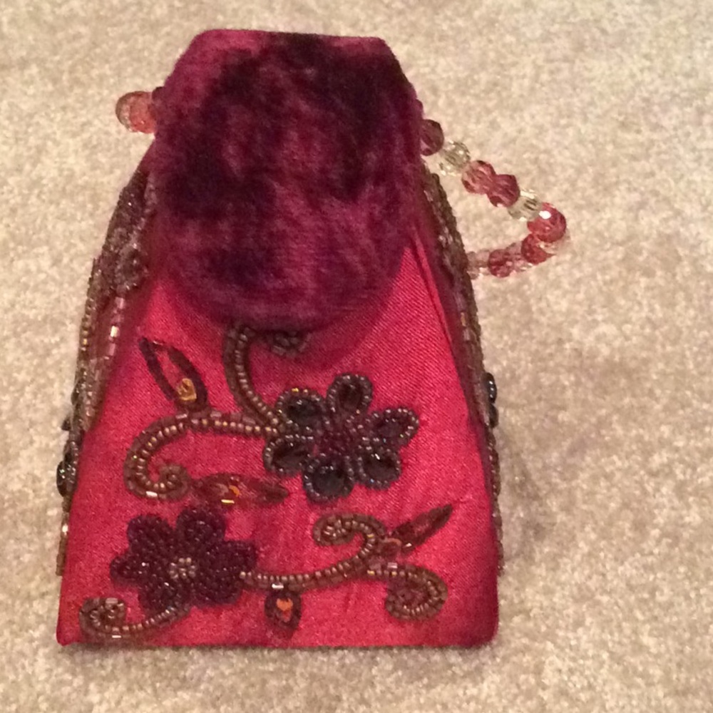 Red wine sequin And Velvet bag, Purse, small, Mini, Nwt - Picture 3 of 5